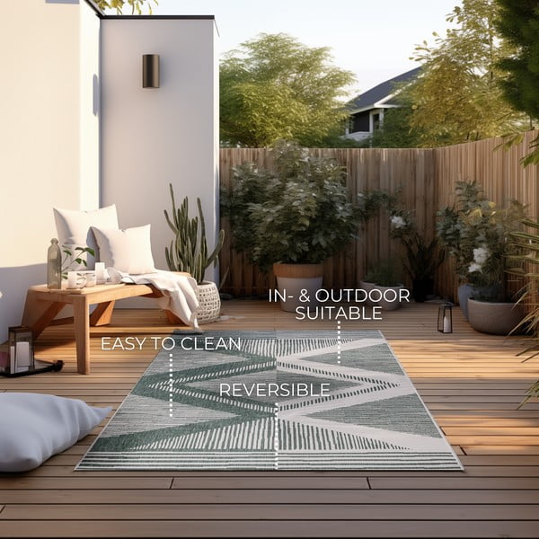 Зелено-кремав външен килим 120x170 cm Gemini – Elle Decoration-image-4