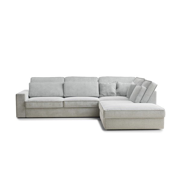 Светлосив шенилов ъглов диван (десен ъгъл/L форма) Kirou – Maison de Rêve