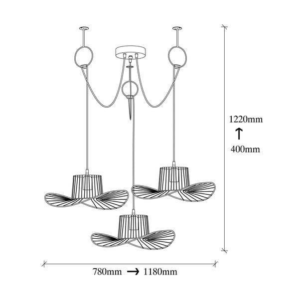 Черно висящо осветително тяло с метален абажур ø 78 cm Tel – Opviq lights-image-3