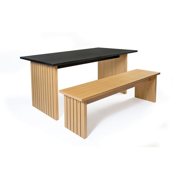 Маса за хранене с дъбов плот 90x160 cm Stripe - Woodman-image-4