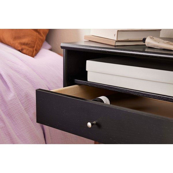 Черно висящо нощно шкафче с рафтове Mistral - Hammel Furniture-image-4