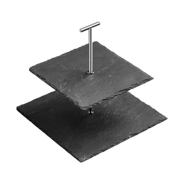 Двуетажна квадратна поставка за торта от шисти Шисти - Premier Housewares