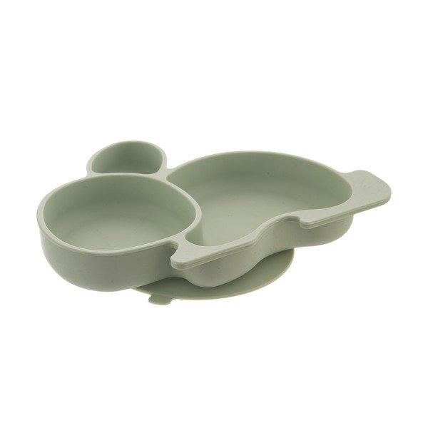 Светлозелена силиконова детска чиния 18x23 cm Bunny – Orion-image-3