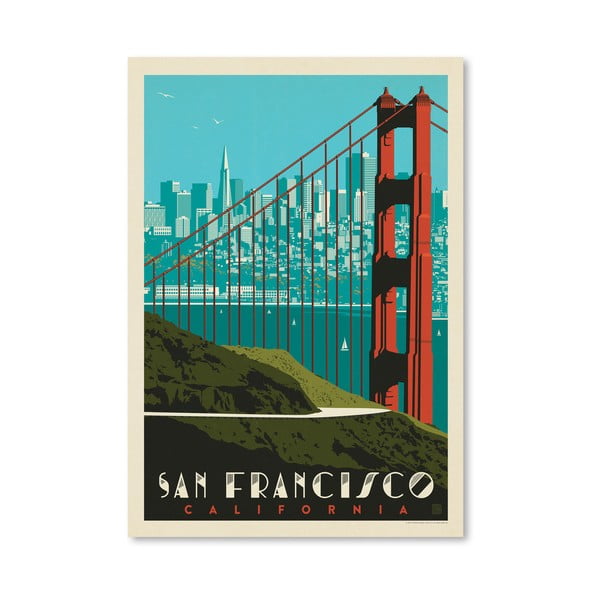 Плакат Golden Gate, 42 x 30 cm - Americanflat