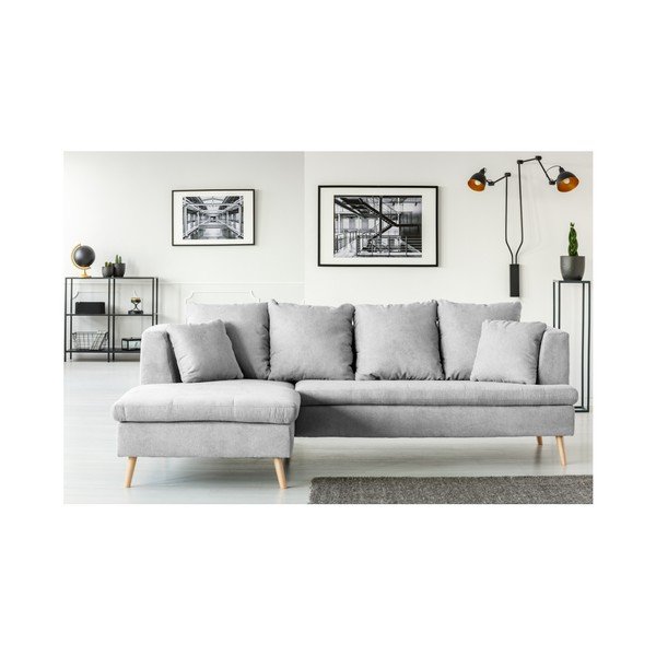 Světle šedá pohovka pro čtyři s lenoškou na pravé straně Cosmopolitan design Newport-image-3