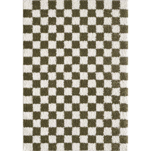 Тъмнозелен/кремав килим 120x170 cm Grida – ESTE