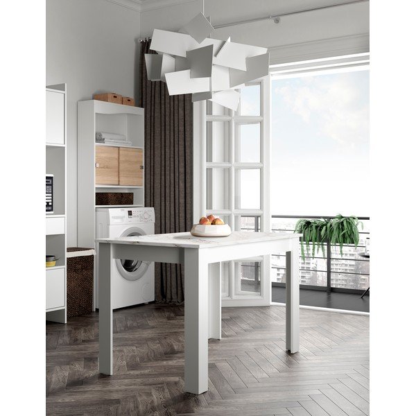 Бяла трапезна маса с мраморен плот 110x70 cm Nice - TemaHome-image-1