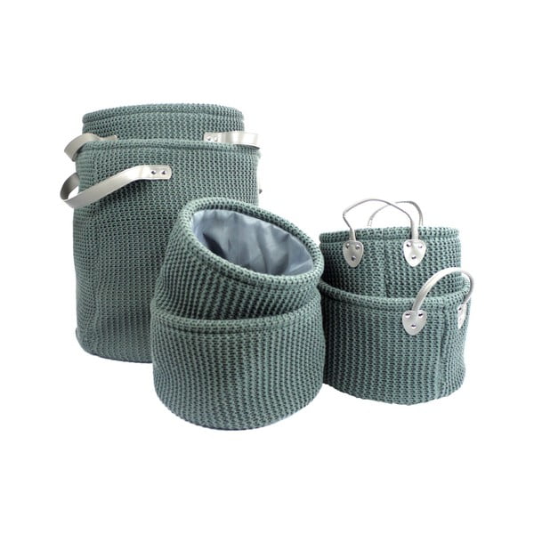 Комплект от 6 тъкани кошници за съхранение в цвят каки Clean, ⌀ 42 cm - Furniteam