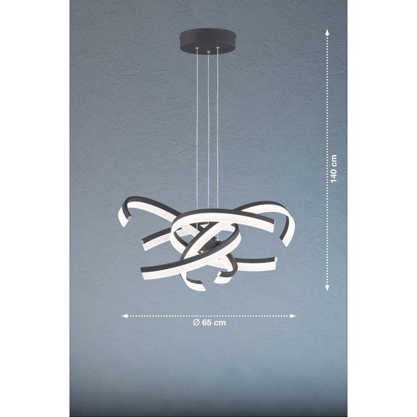 Черно LED затъмняващо се висящо осветително тяло ø 65 cm Sund TW – Fischer & Honsel-image-2