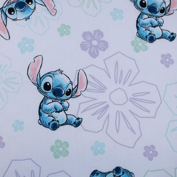 Бял еластичен единичен памучен детски чаршаф 90x200 cm Lilo and Stitch "Ohana White"  – Jerry Fabrics-image-2