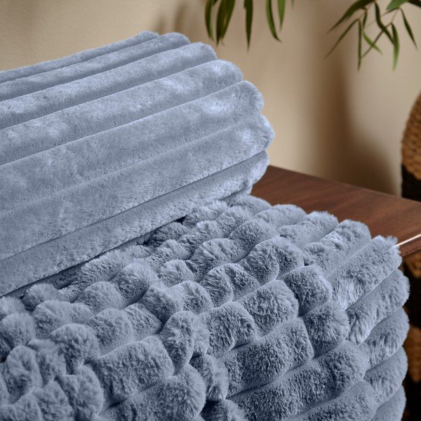 Синьо  одеяло от микроплюш 130x170 cm Cosy Ribbed – Catherine Lansfield-image-2