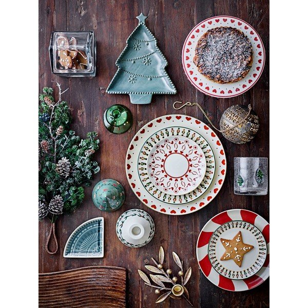 Червена глинена чиния с коледен мотив ø 23 cm Yule – Bloomingville-image-3