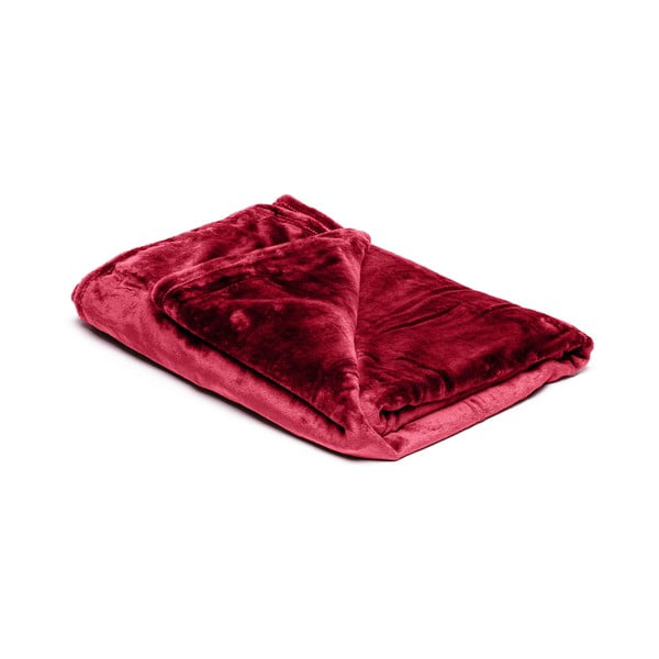 Бургундско червено одеяло от микроплюш , 150 x 200 cm - My House