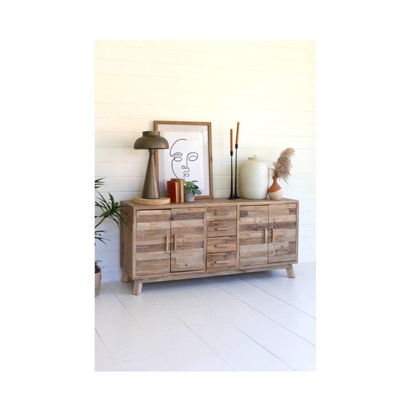Скрин от рециклирано дърво в естествен цвят 150x70x40 cm Desna – Interia Home & Living