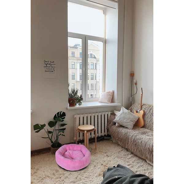 Розово легло за домашни любимци за всички любимци от флийс ø 60 cm Bagel – Lydia&Co-image-1