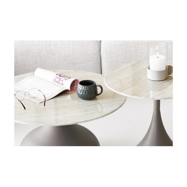 Кръгла масичка за кафе със стъклен плот в цвят каки ø 70 cm Pienza – House Nordic-image-3
