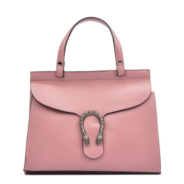 Růžová kožená kabelka do ruky Luisa Vannini