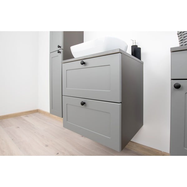 Сив нисък шкаф за окачване под умивалника 61,5x60 cm Senja - STOLKAR-image-2
