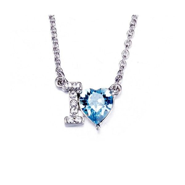 Колие със сини кристали I Love You - Swarovski Elements Crystals