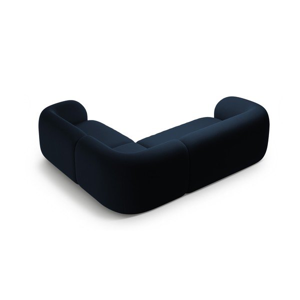 Син кадифен ъглов диван (десен ъгъл/L форма) Kate – Micadoni -image-2