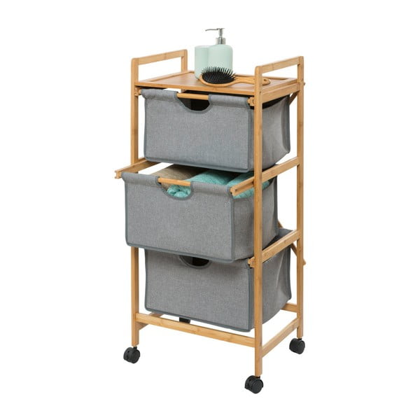 Сив/кафяв бамбуков рафт за баня 44x96 cm Bahari – Wenko-image-3