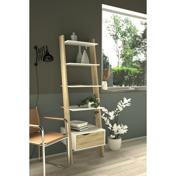 Бяла етажерка за книги в дъб 55x180 cm Oslo - Tvilum-image-1