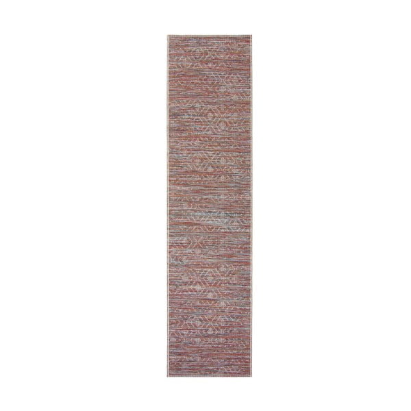 Червен и бежов мокет за открито , 60 x 230 cm Sunset - Flair Rugs