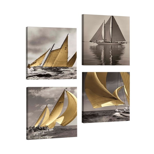 Декоративна картина от няколко части Лодки, 33 x 33 cm - Evila Originals