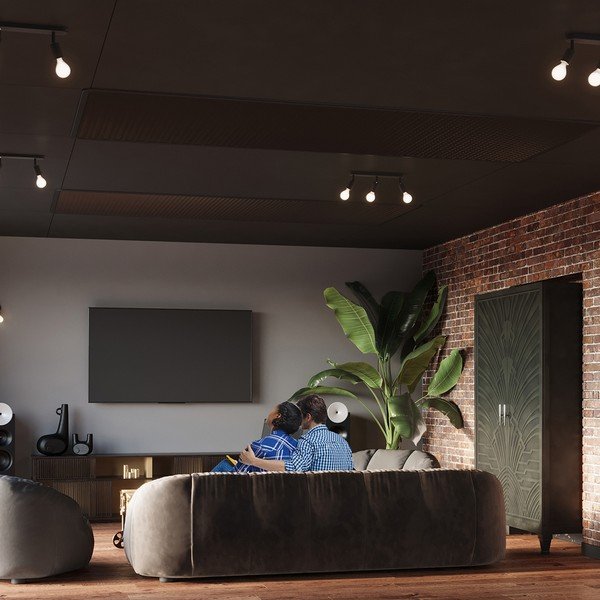 Черно метално осветително тяло за таван ø 6 cm Brando – Sollux-image-4