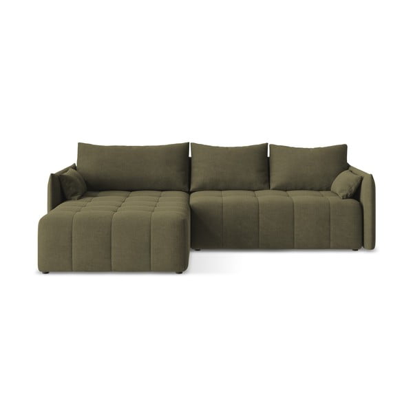 Разтегателен ъглов диван с място за съхранение в цвят каки (ляв ъгъл) Moku – Makamii