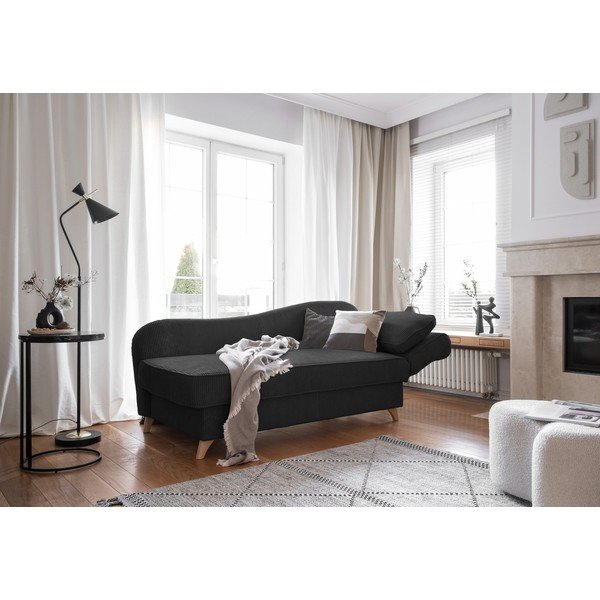 Антрацитен шезлонг от рипсено кадифе (десен ъгъл) Chic Charlotte – Miuform-image-2