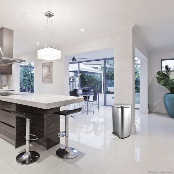 Стоманено кошче за боклук с педал в матово сребрист цвят 50 l   Akira – Spirella-image-1