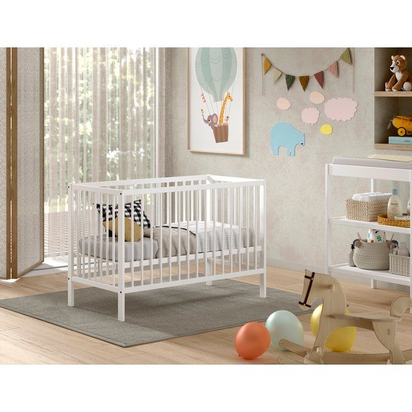 Бяло детско креватче от масивен бор 60x120 cm DINO – Vipack-image-1