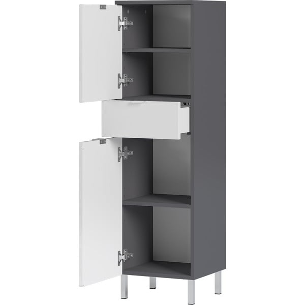 Висок шкаф за баня в бяло и сиво 34x120 cm Mauresa - Germania-image-2