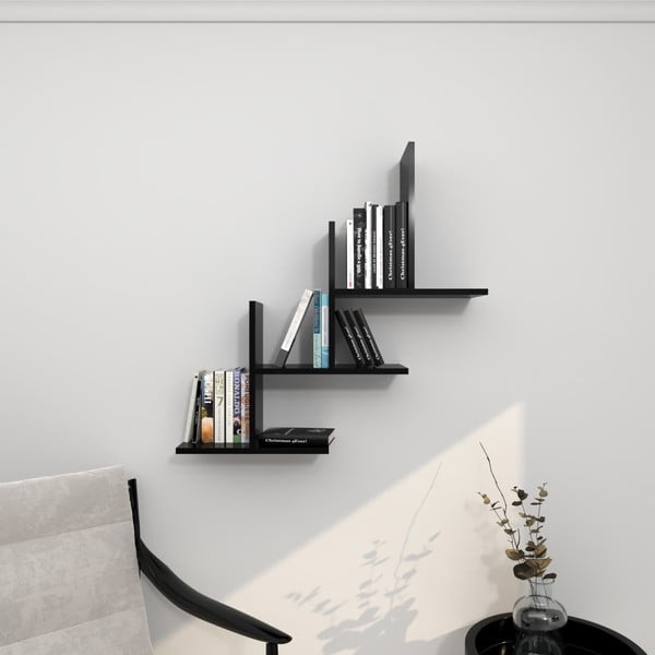 Комплект от 3 черни стенни рафта Eclipse - Homemania-image-1