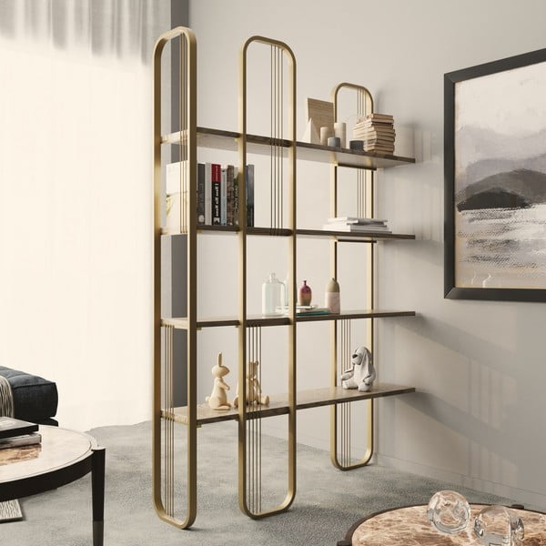 Стелаж от декор от бор в златист цвят 125x180 cm Sierra – Kalune Design-image-1