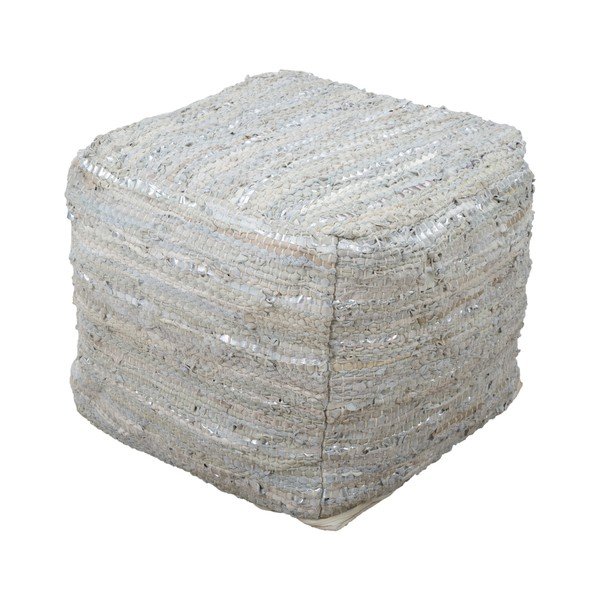 Kožený puf s bavlněnými detaily Mauro Ferretti Delhi Quadrato-image-1