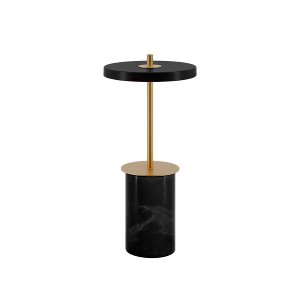 Черна мраморна LED затъмняваща се настолна лампа с метален абажур (височина 25,5 cm) Asteria Move Mini – UMAGE