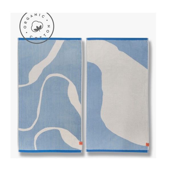 Бело-сини кърпи в комплект от 2 бр. от органичен памук 50x90 cm Nova Arte - Mette Ditmer Denmark