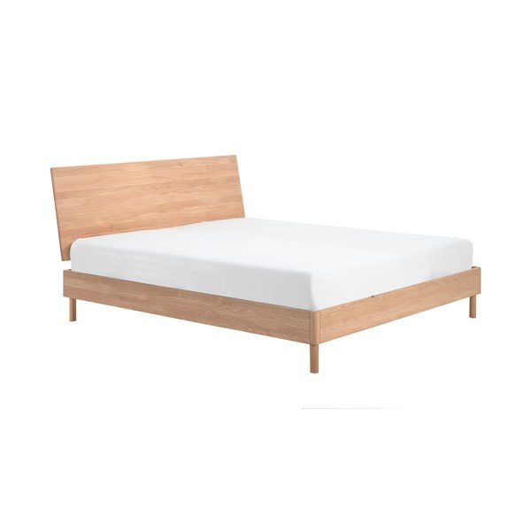 Двойно легло от масивен дъб без ламелно дъно в естествен цвят 180x200 cm Forrest – Vipack