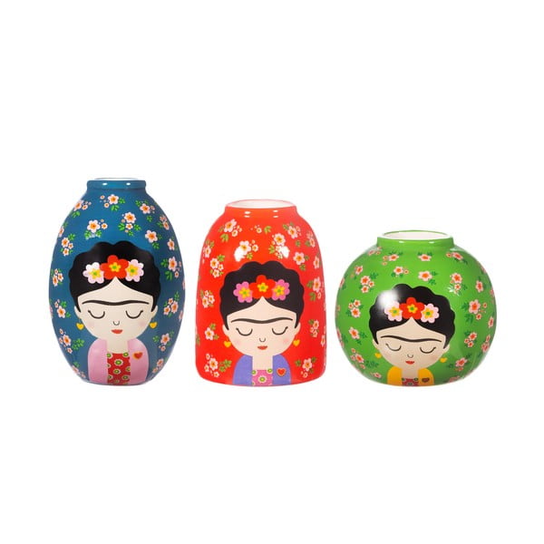 Керамични вази в комплект от 3 бр. (височина 8 cm) Floral Frida – Sass & Belle