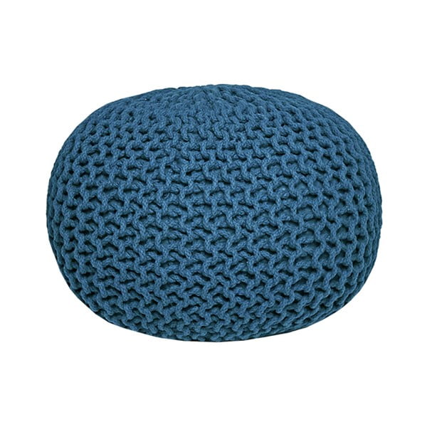 Modrý pletený puf LABEL51 Knitted, ⌀ 50 cm
