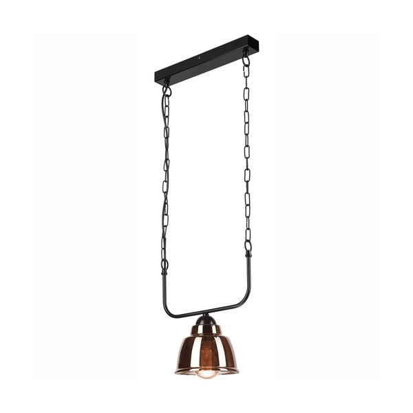 Черно-кафява висяща лампа със стъклен абажур - LAMKUR