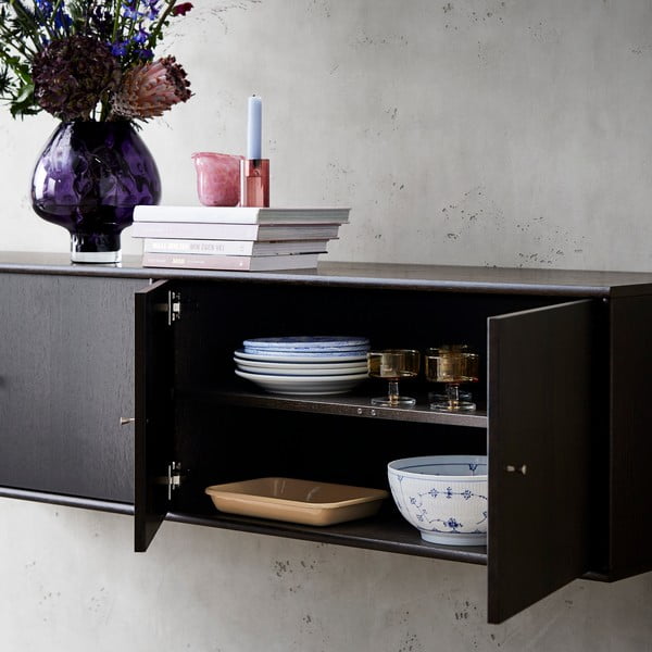 Тъмнокафяв нисък скрин от дъб 176x42 cm Mistral - Hammel Furniture-image-3