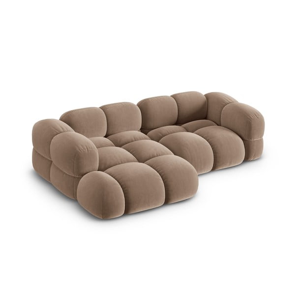 Кафяв кадифен ъглов диван (ляв ъгъл) Loretto – Cosmopolitan Design-image-2