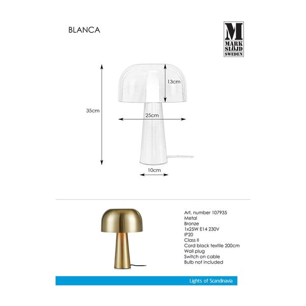 Настолна лампа в меден цвят Blanca - Markslöjd-image-2