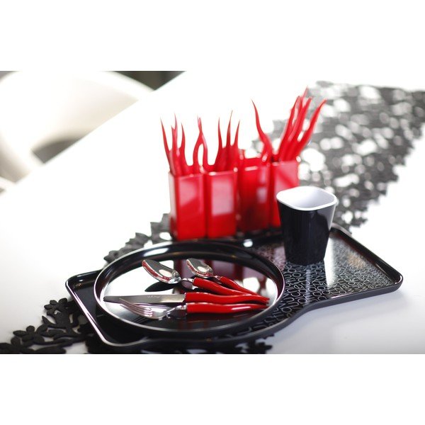 Sada 24 červených příborů se stojanem Vialli Design Ama-image-2