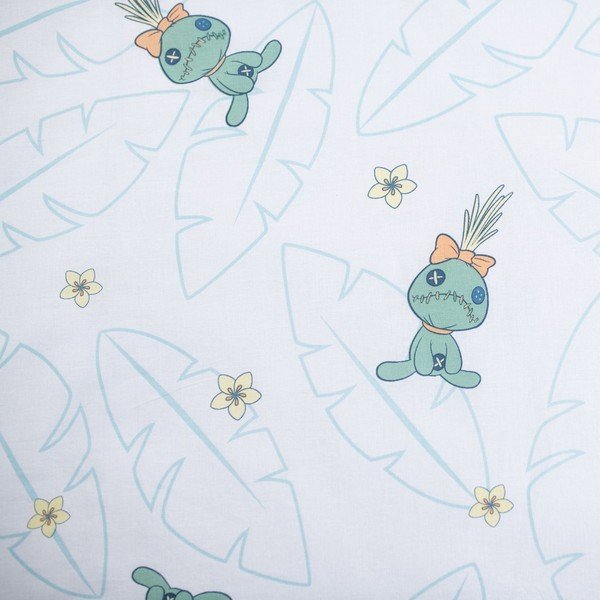 Светлосиньо памучно детско спално бельо за детско креватче 100x135 cm Lilo & Stitch "Tropical Hugs" – Jerry Fabrics-image-4
