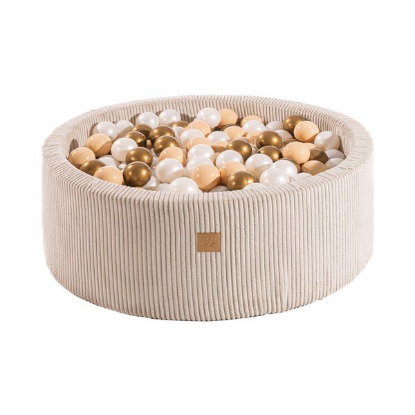 Кремав велурен басейн с топки ø 90x30 cm Montessori – Meowbaby