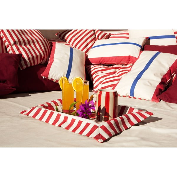 Polštář Lona 60x40 cm, červeno-modré proužky-image-1